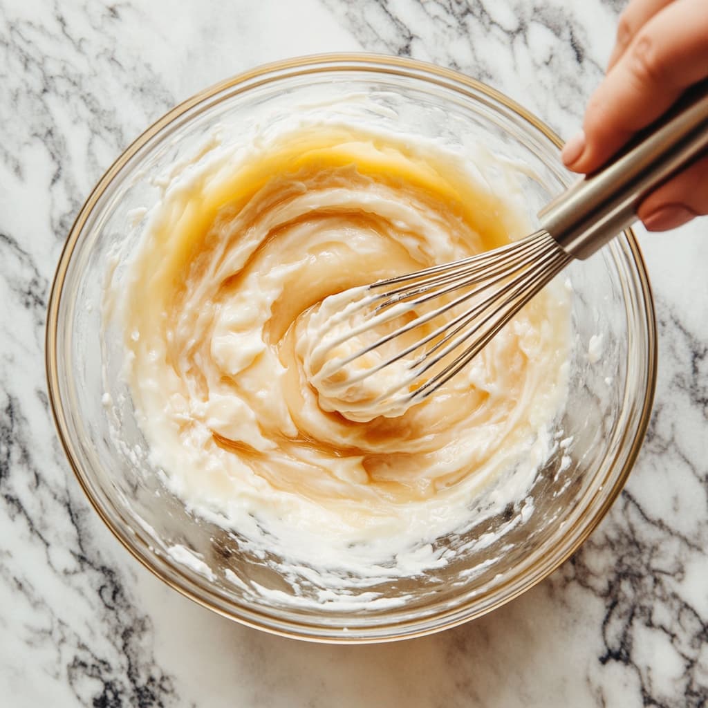 Whisking eggs, Greek yogurt, applesauce, honey, and vanilla for wet base.