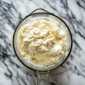 Blending Greek yogurt and cottage cheese sauce for healthy mac and cheese