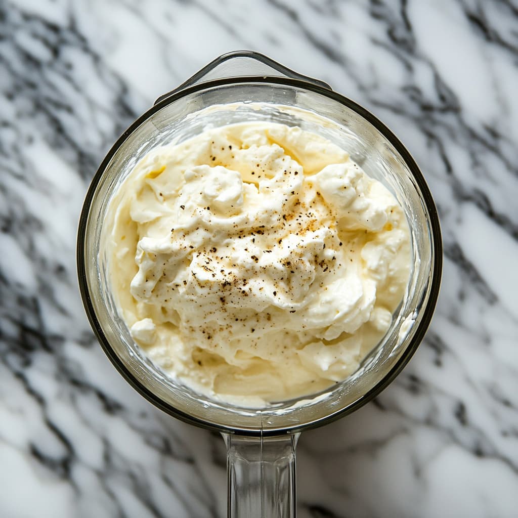 Blending Greek yogurt and cottage cheese sauce for healthy mac and cheese