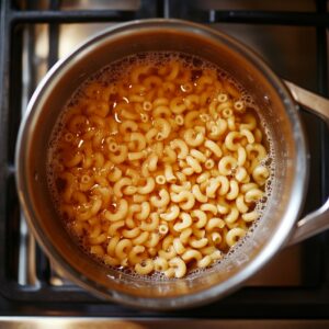 Chickpea pasta cooking in boiling water until al dente