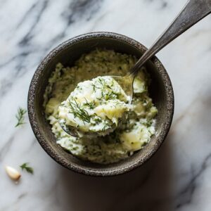 Homemade tzatziki sauce made with Greek yogurt, cucumber, garlic, and dill.