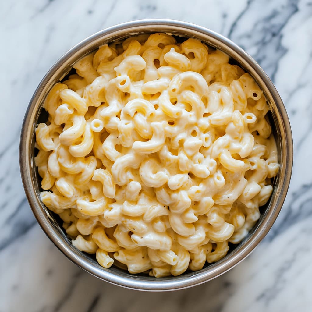 Combining cooked pasta and protein cheese sauce