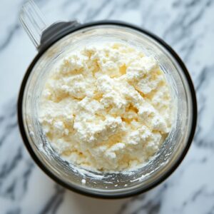 Blending cottage cheese into a smooth texture