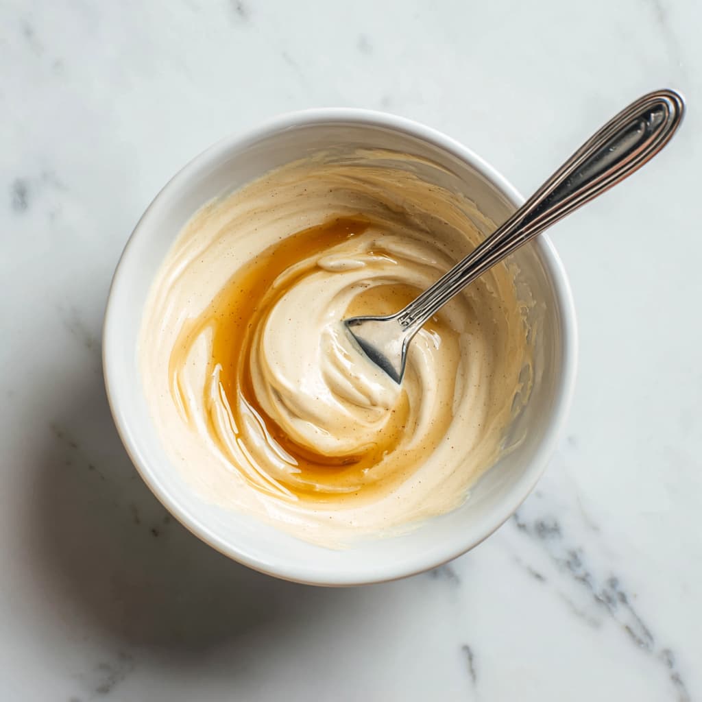 Whisking high protein glaze for cinnamon roll crepes